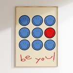 a picture of a smiley face on a white wall