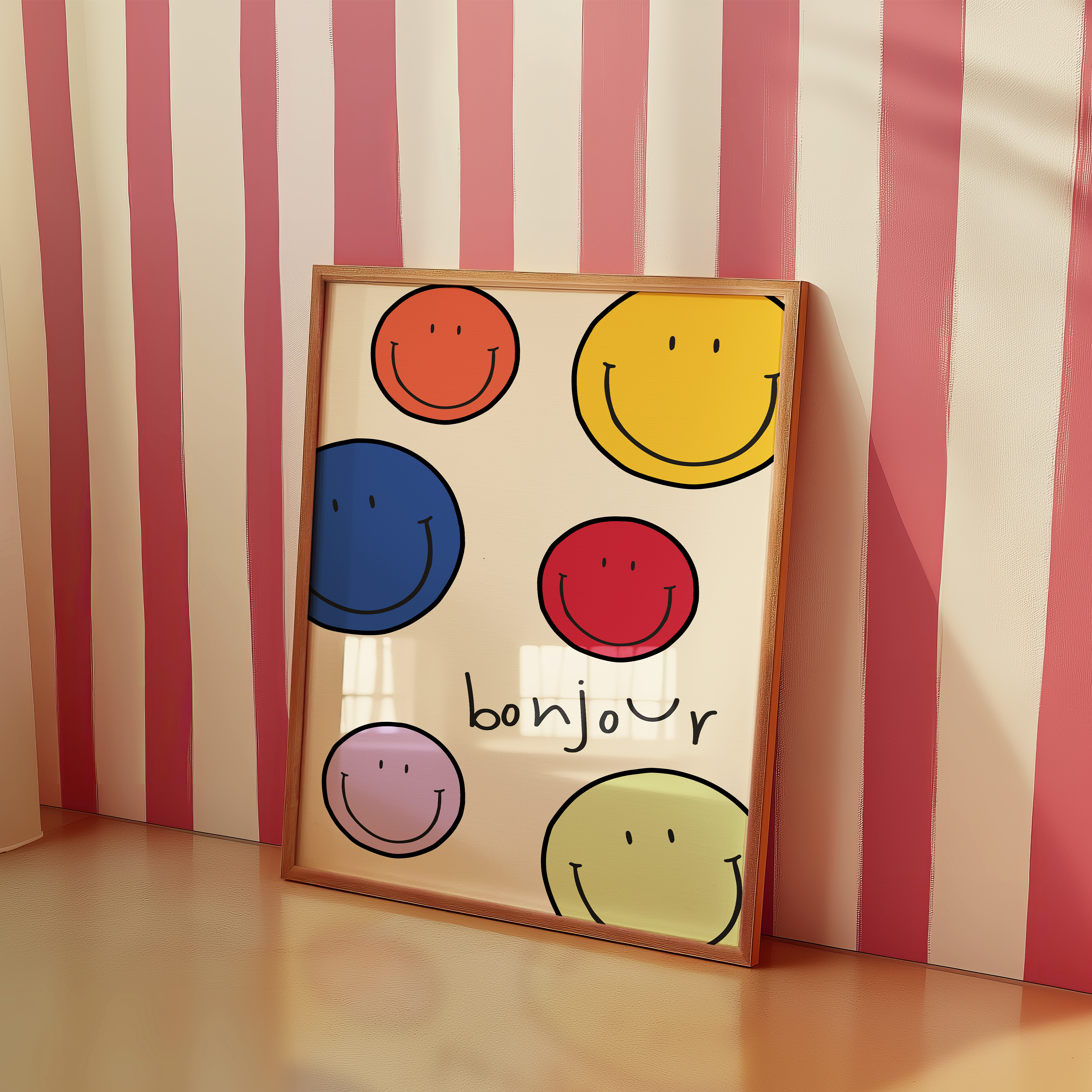 a picture frame with a smiley face on it