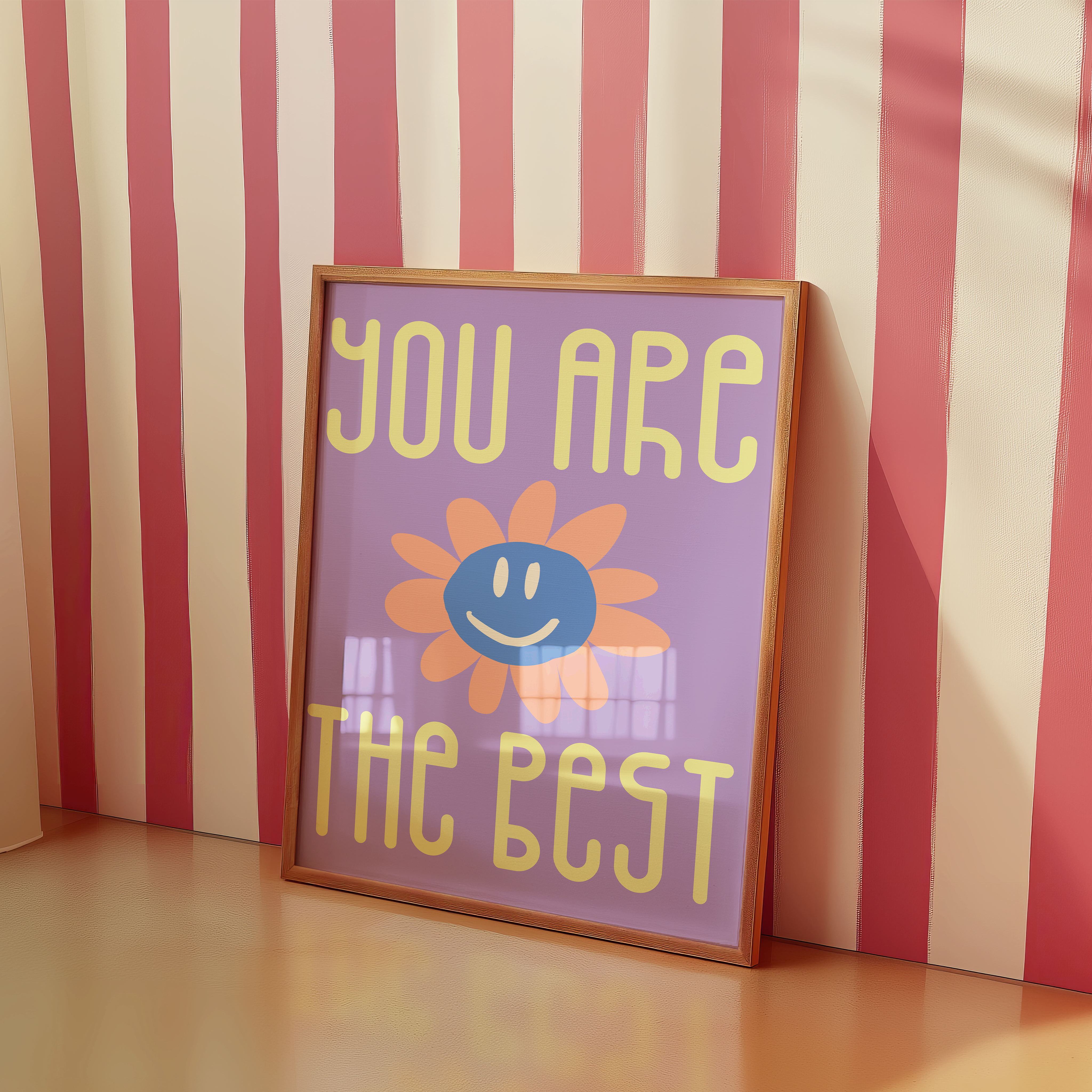 a picture frame with a picture of a smiling sunflower