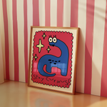 a picture of a picture of a blue elephant