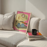 hand drawn espresso machine illustration wall art with two coffee cups modern coffee bar decor print