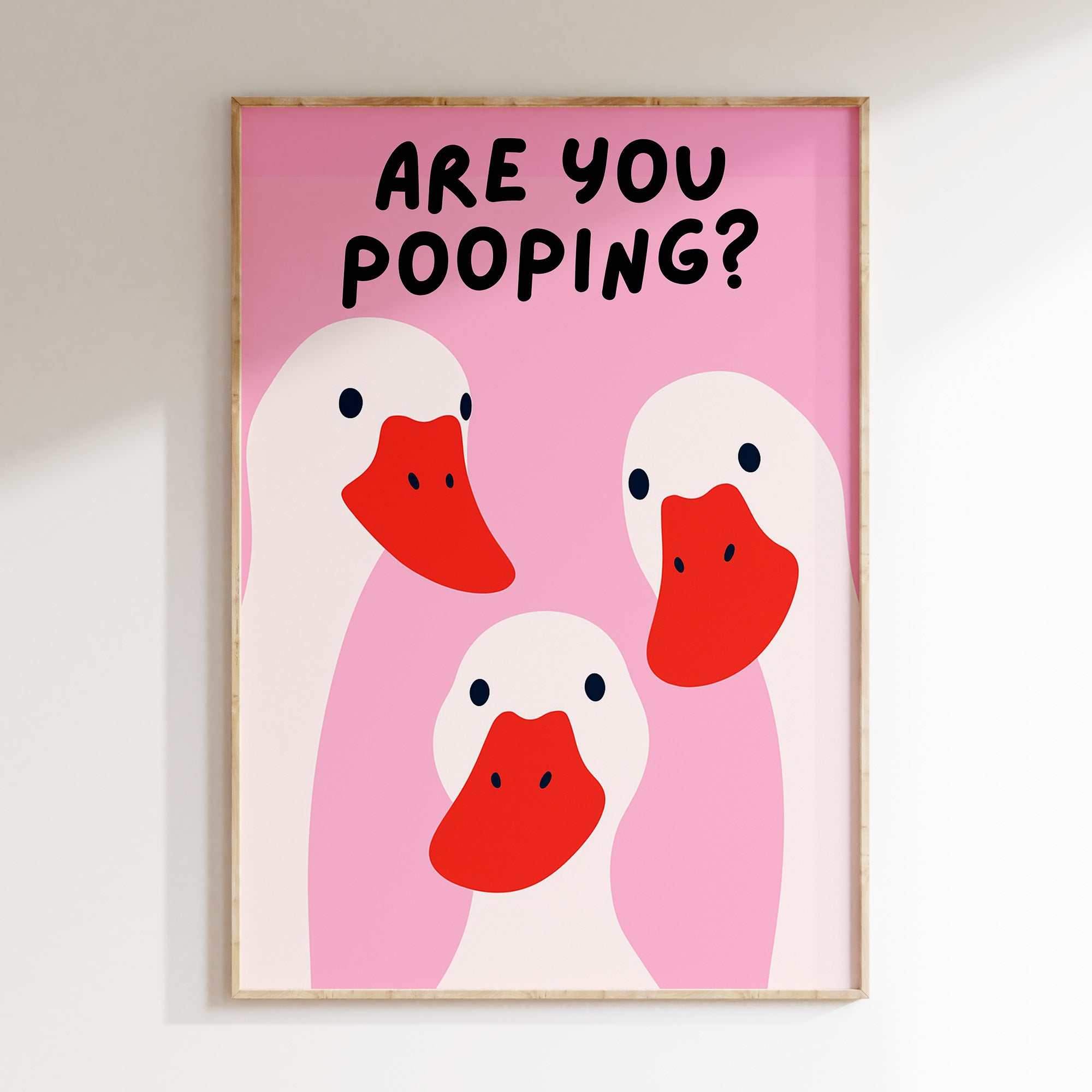 funny goose are you pooping poster bathroom humor duck illustration print