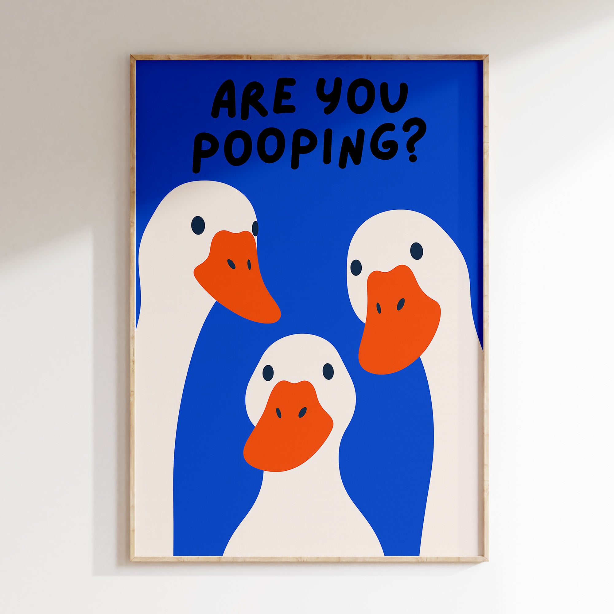 funny goose are you pooping poster bathroom humor duck illustration print