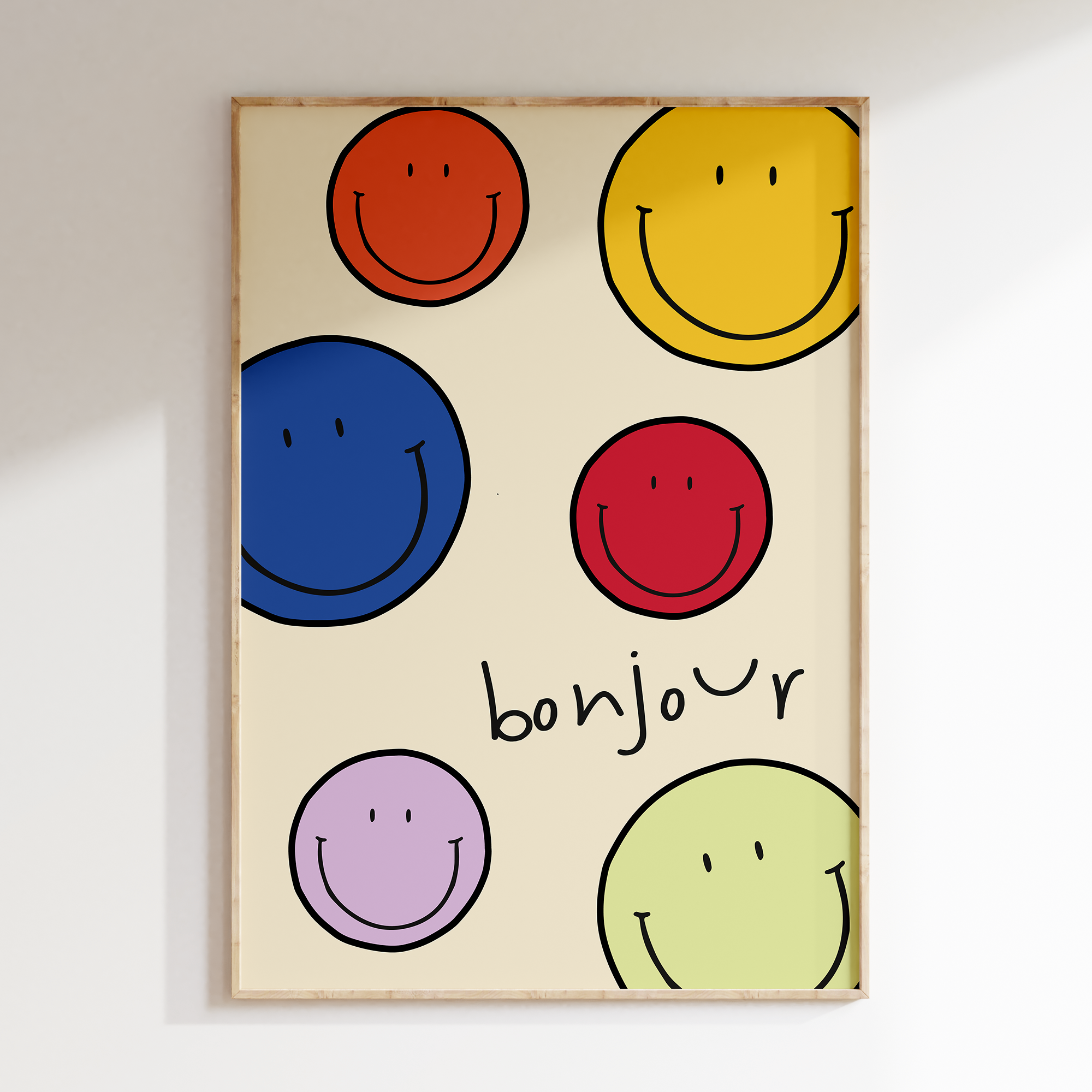 a picture of a picture of a smiley face on a wall