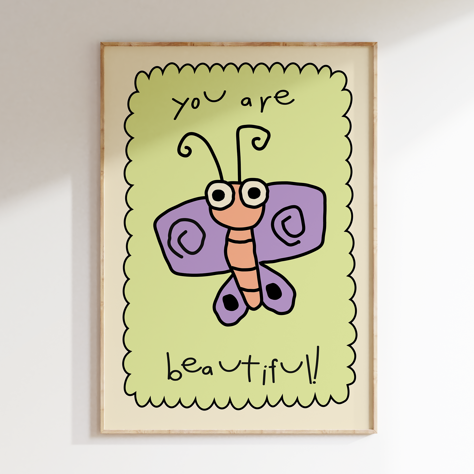 a picture of a butterfly on a wall